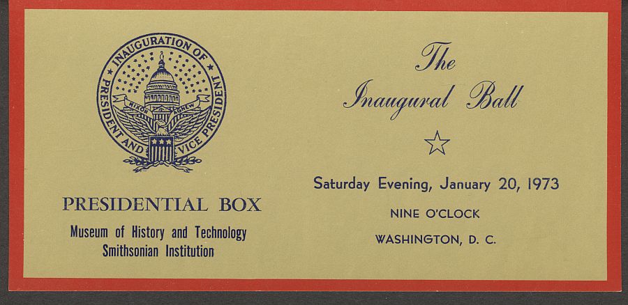Inaugural Ball, January 20, 1973, Presidential Box Card - Smithsonian